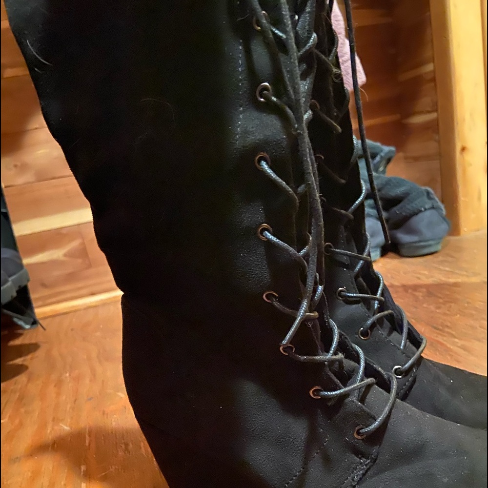 Wedge tall boots